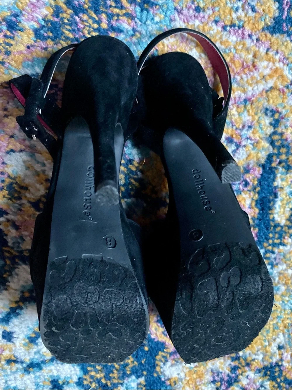Dollhouse Flaunt Black Peep Toe Platform Pumps Size 8